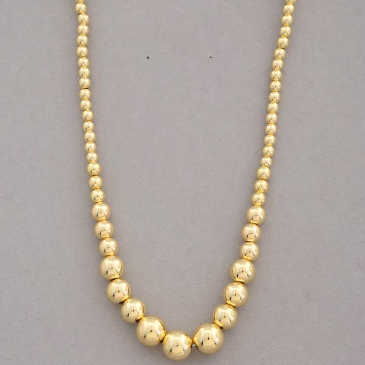 BALL BEAD LINK METAL NECKLACE, MN 3336 for wholesale by JOIA ACCESSORIES