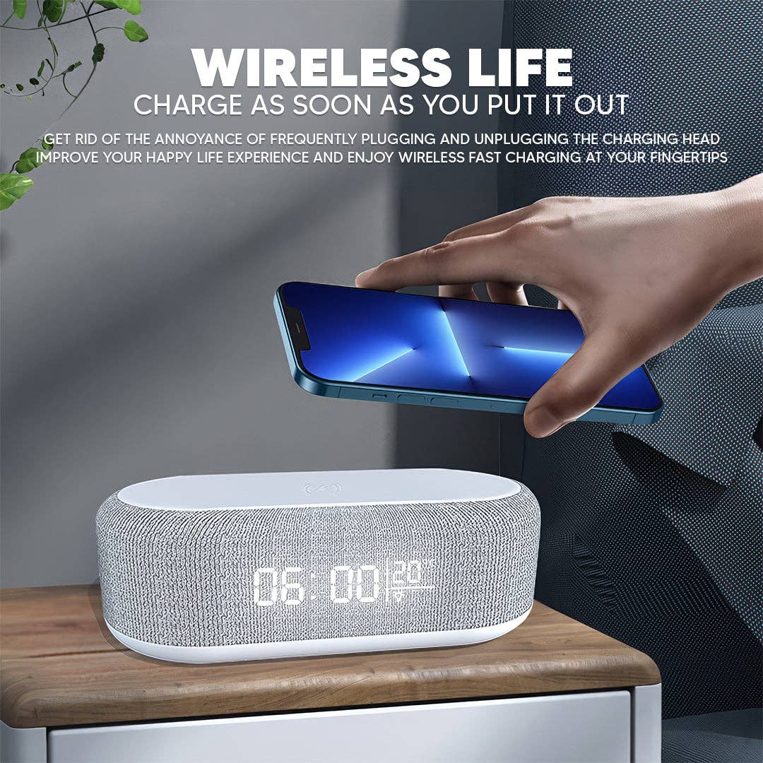 Mtistanbul LTD – wholesale Speakers – Bluetooth Speaker with 15W Wireless Charging – LED Clock, Alarm, RGB Night Light1