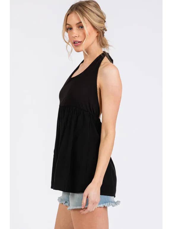 Final Touch - Wholesale Blouse - Women's - Halter Neck With Tie Woven Flare Top - NT313681