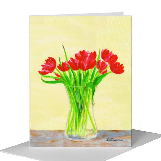 Tulips in Vase, Greeting Card (#8813A) for wholesale by Printed Canvas