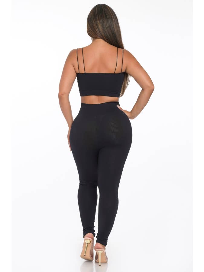 Lime All the Time - Wholesale Lounge Set - Women's - 2 Pcs Seamless Double Spaghetti Strap Top and Legging Set18