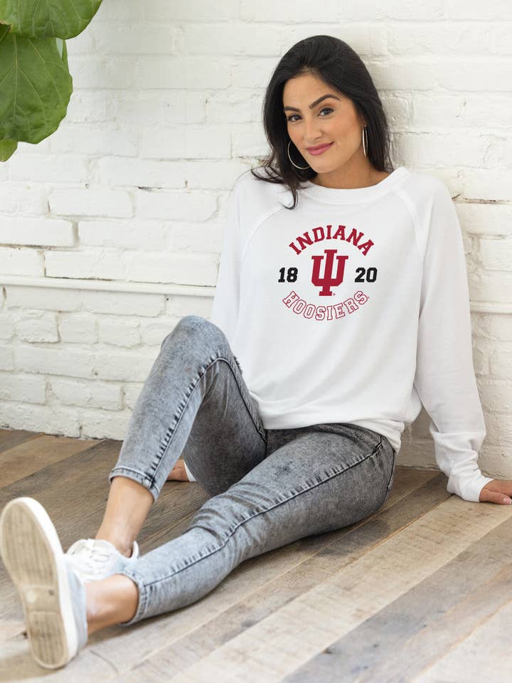 Flying Colors Apparel - Wholesale Screen Printed T-Shirt - Women's - Indiana Hoosiers Long Sleeve Rylee Raglan Top