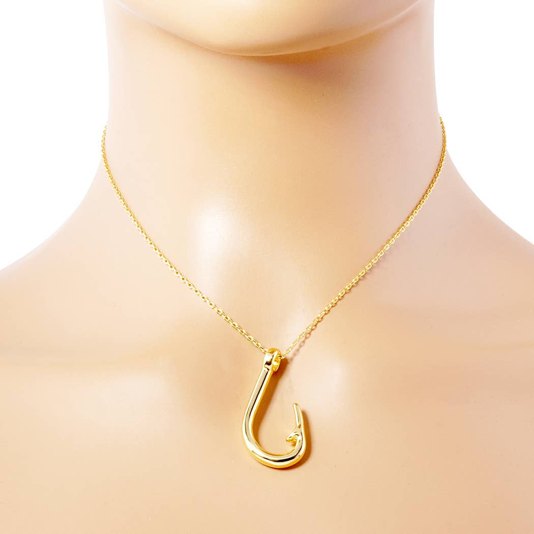Fashion City - Wholesale Pendant/Charm Necklace - Gold-Dipped Fish Hook Fashion Necklace1