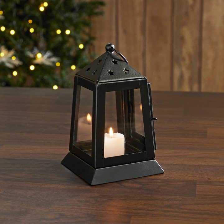 VHC Brands - Wholesale Candle Holder - Metal Lantern Black Tealight Holder 7x4.5x4.5