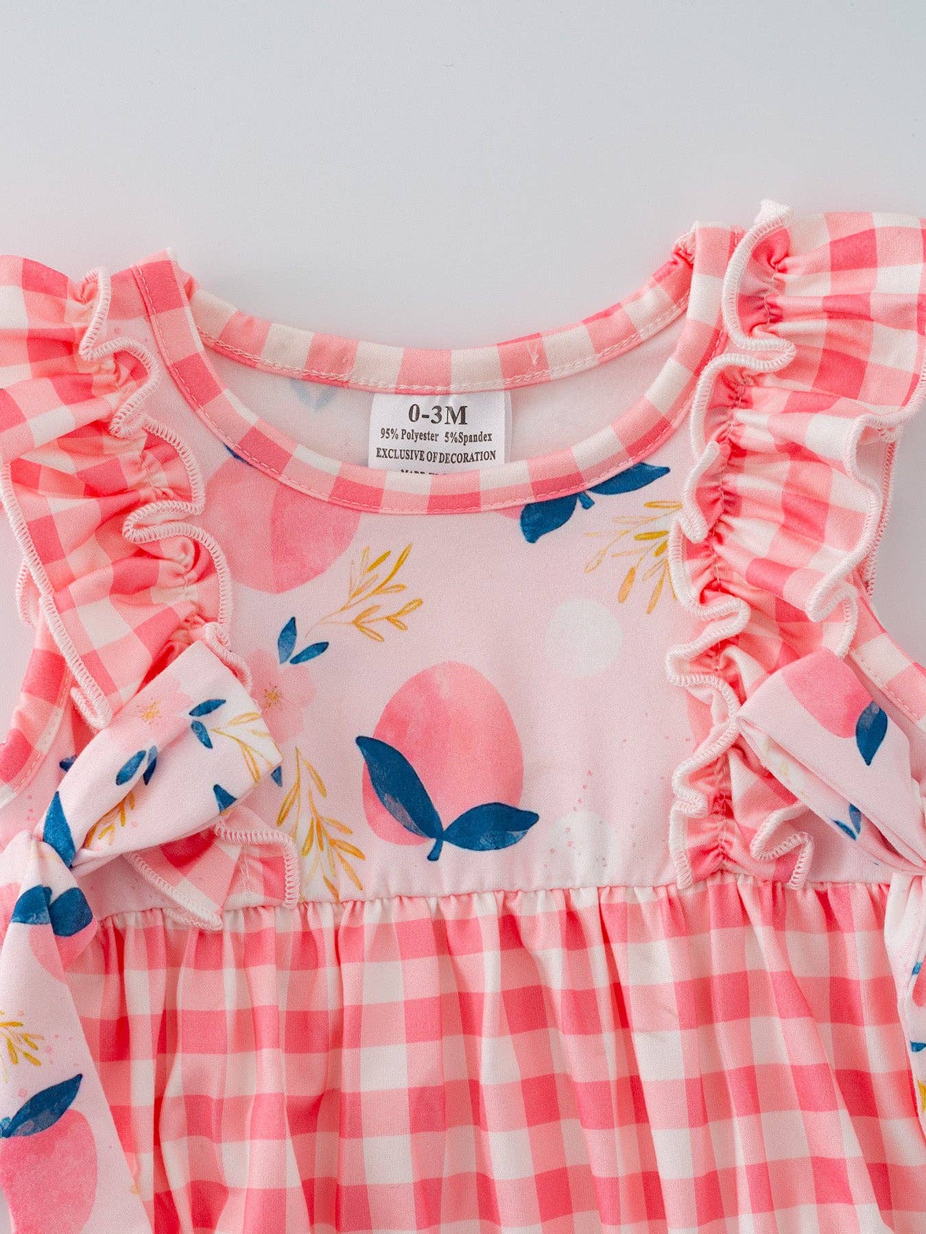 Rylee Faith Designs - Wholesale Clothing Set - Baby - Peach Plaid Bow Ruffle Girls Romper Set2