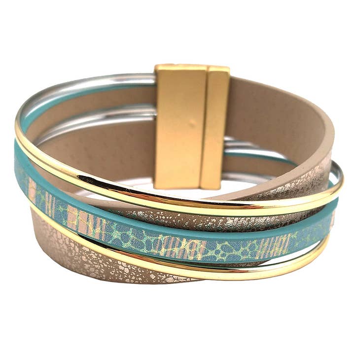 Origin Jewelry - Wholesale Bangle Bracelet - Vegan leather bracelet with gold accents