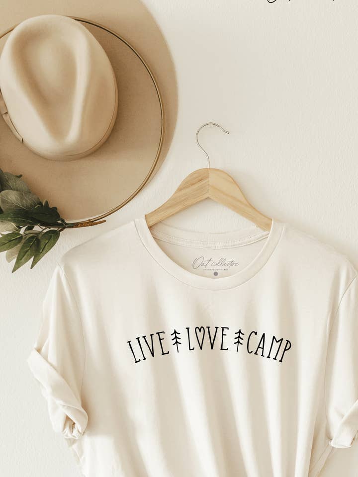 Camiseta Gráfica VIVER AMAR ACAMPAR por atacado de OAT COLLECTIVE