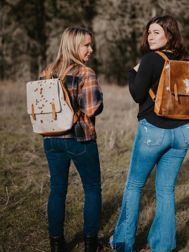 Cowhide & Leather Buckled Backpack for wholesale by FRINGE & LUXE