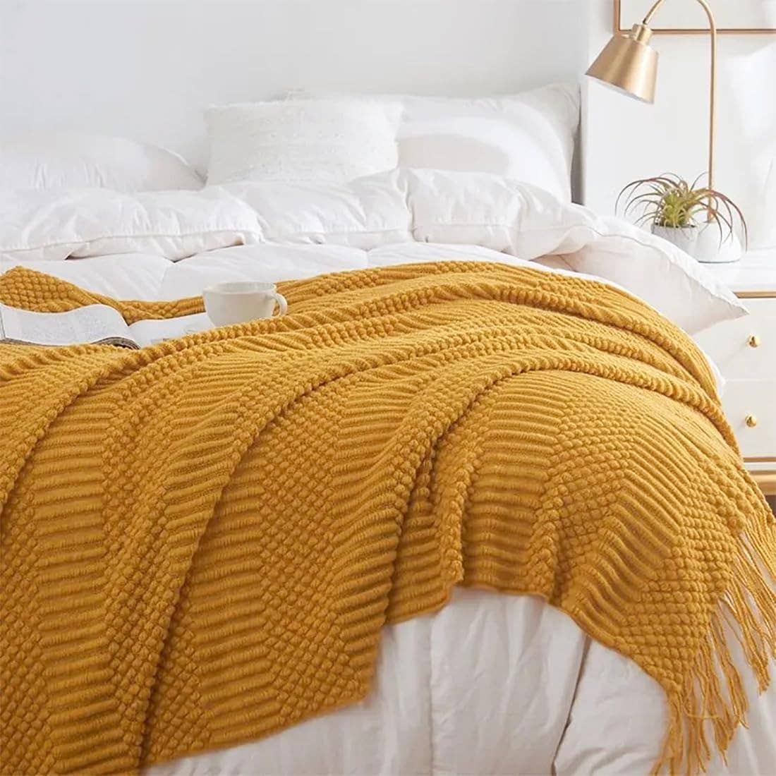 Fennco Styles - Vente Plaids - Couverture à rayures gaufrées 50 x 60 pouces5