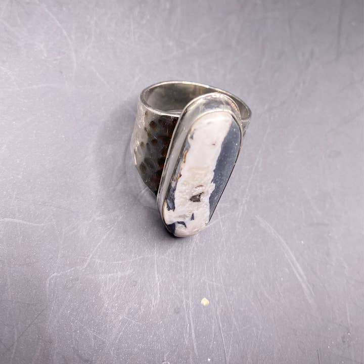 Callie Capps Silver - Wholesale Cocktail/Statement Ring - White Buffalo Turquoise Ring9