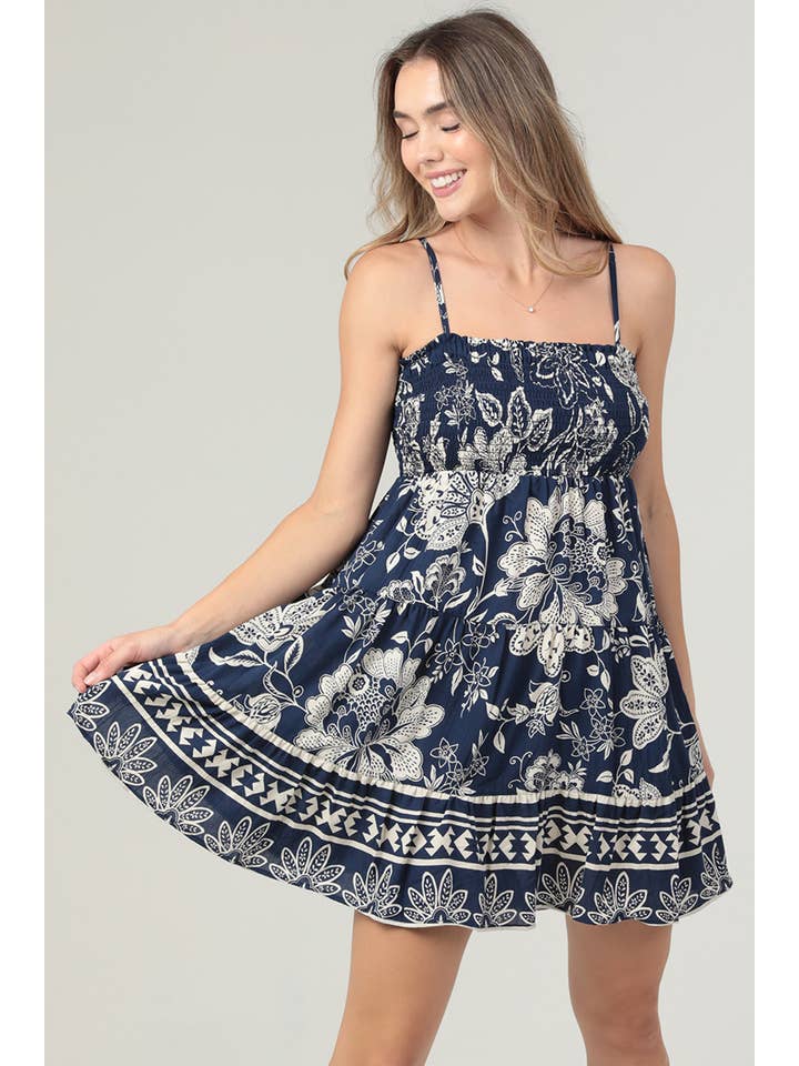 ANGIE - Wholesale Dress - Women's - F4H55-FQ78SPAGHETTI STRAP FLORAL TIERED DRESS WITH SMOCKING 3