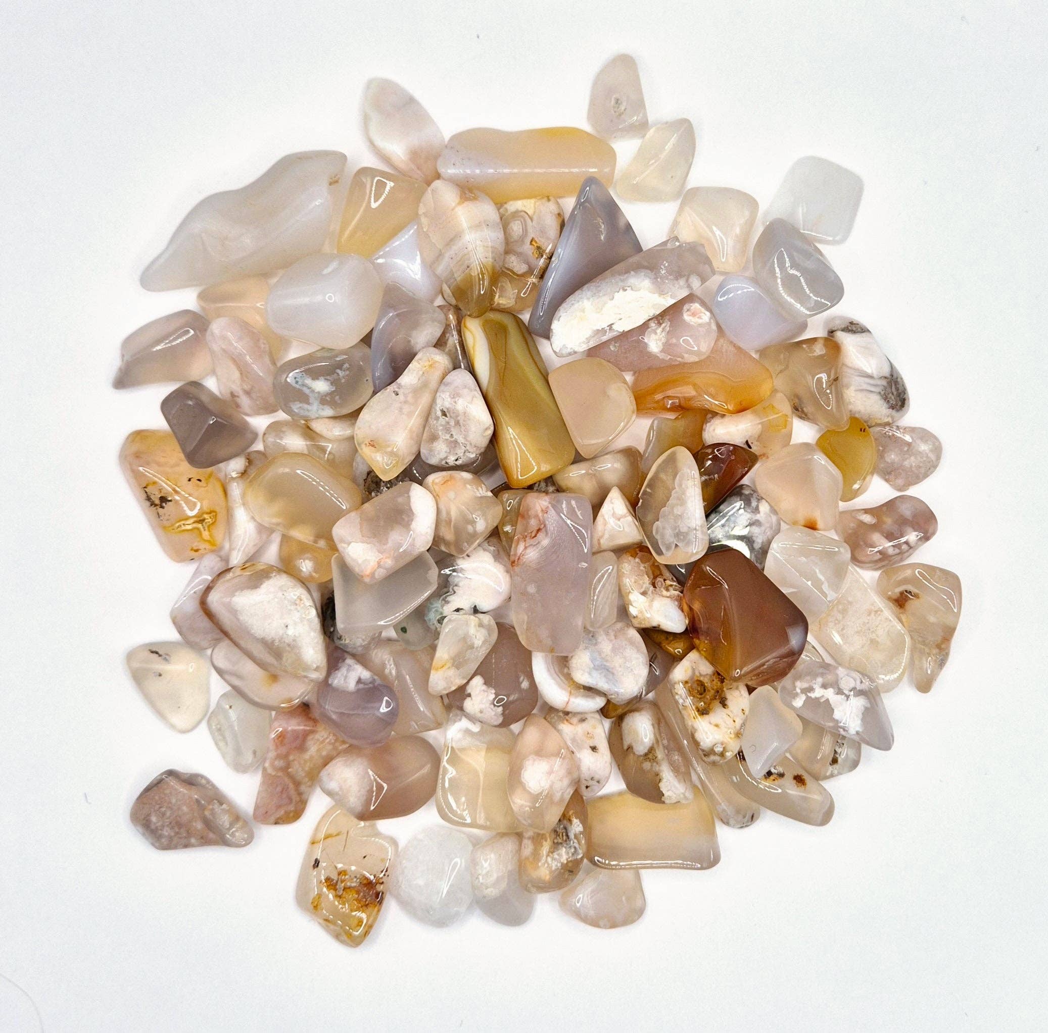 Moonlight Gemstones - Wholesale Spiritual Stone/Crystal - Gemstone Cherry Blossom Agate Chips Tumbled Stones 1-3cm (100 grams)0
