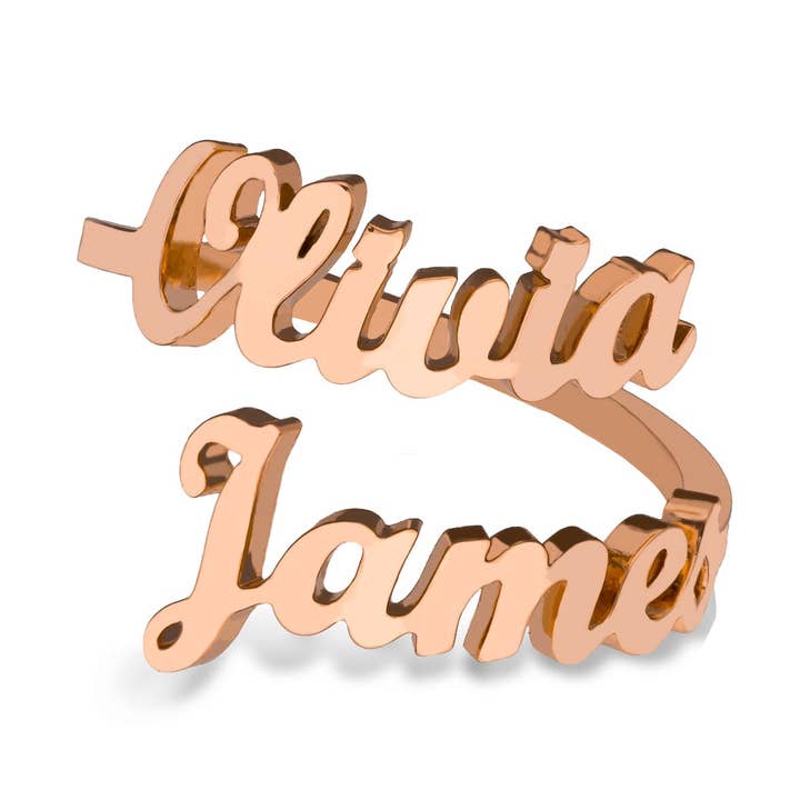 Twee namen ring roségoud for wholesale by DUCETT