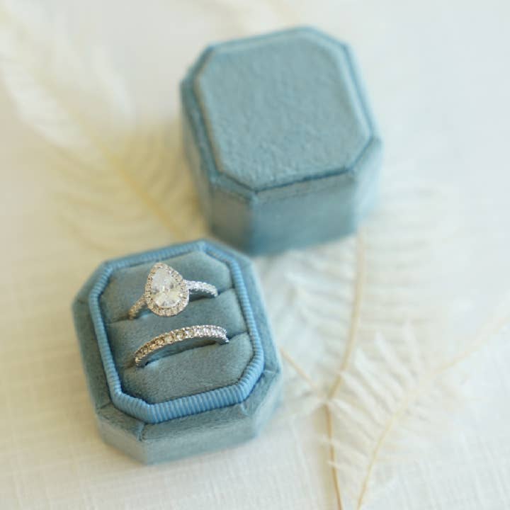 2 Slot Velvet Ring Box 17 Colors Hexagon or Octagon for wholesale by bewell