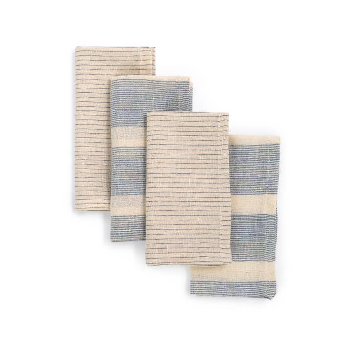 Sustainable Threads - Wholesale Dinner & Cloth Napkin - JOURNEY - BLUE Napkin (set of 4), Handwoven Organic Cotton