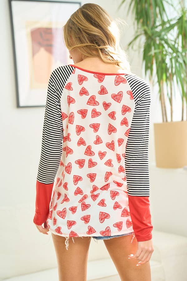 RED BLACK IVORY MST3827-Heart and Stripes top for wholesale on Faire11