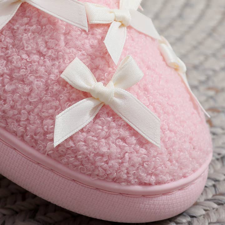 DOUBLJU - Wholesale Slippers - Women's - CUTE WARM HOME BOW COTTON SLIPPERS_CWSHS11539
