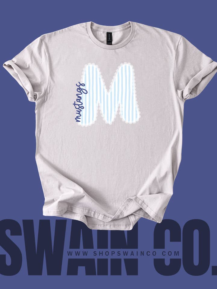 Swain Co. - Wholesale Screen Printed T-Shirt - Women's - Preppy Lace Border Mascot T-Shirt – Personalized Spirit Tee0