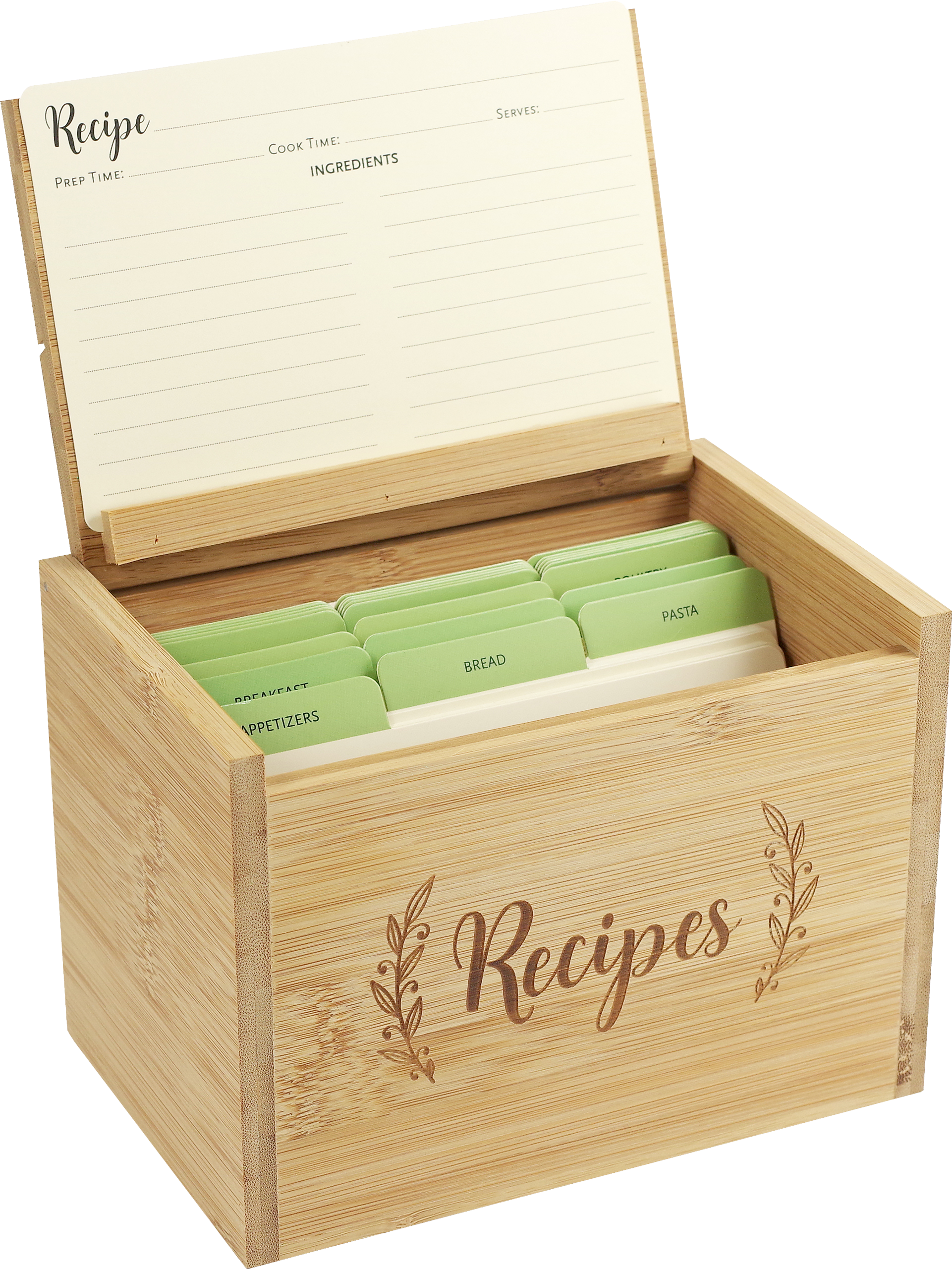 Peter Pauper Press - Wholesale Recipe Box - Bamboo Recipe Box Set2