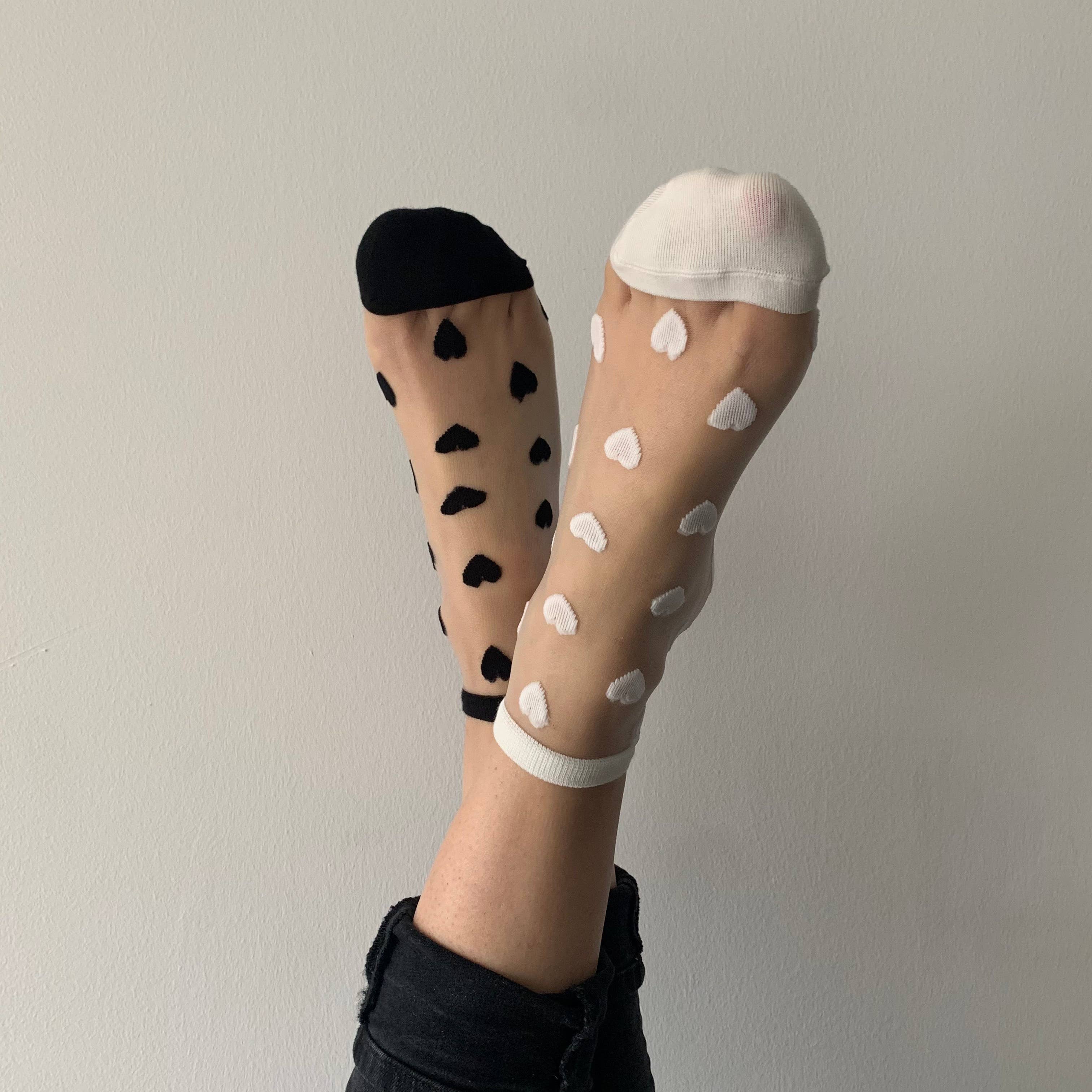 sockette - Wholesale Socks - Women's - Laure Transparent socks with white hearts4