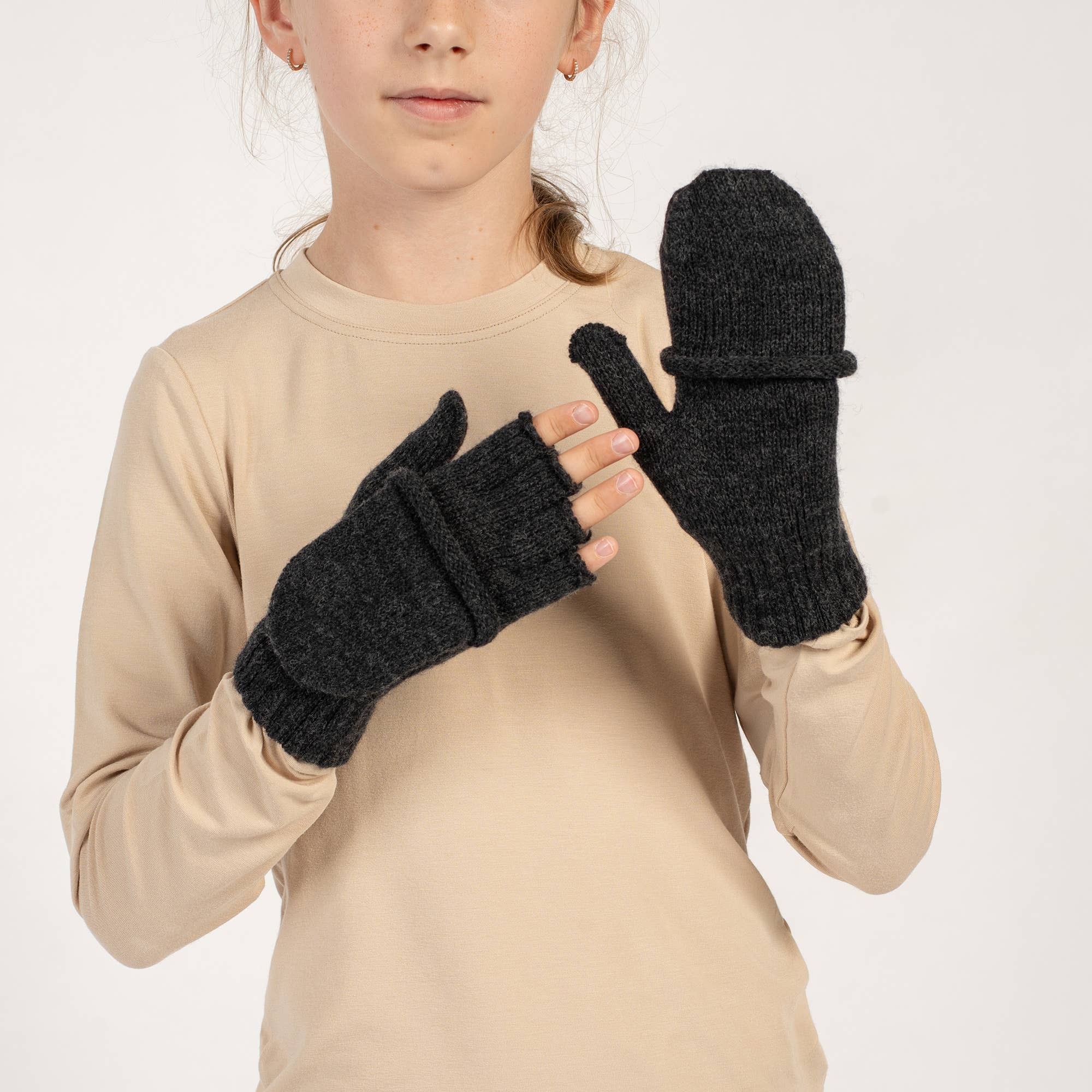 menique - Wholesale Handschoenen - Kinderen - Gebreide merinowollen handschoenen voor kinderen met omkeerbare vingertoppen9