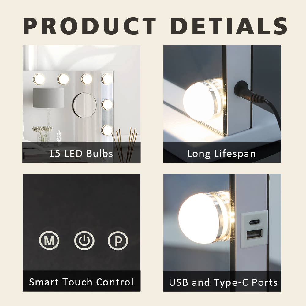 Abble - Wholesale Vanity Mirror - 15 Bulbs Hollywood Mirror6