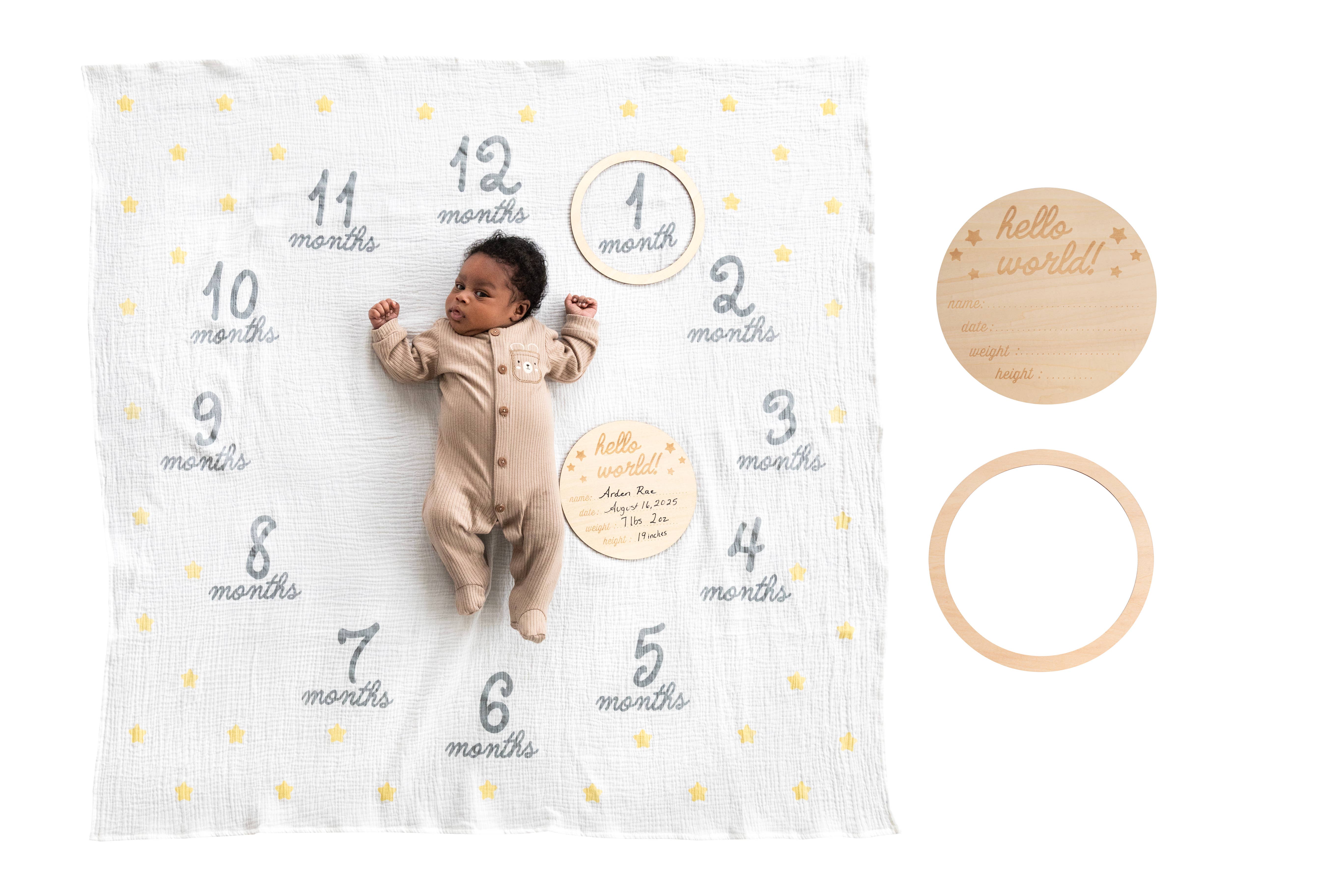 Pearhead - Wholesale Milestone Blanket - Kids & Baby - Hello World Milestone Blanket & Prop