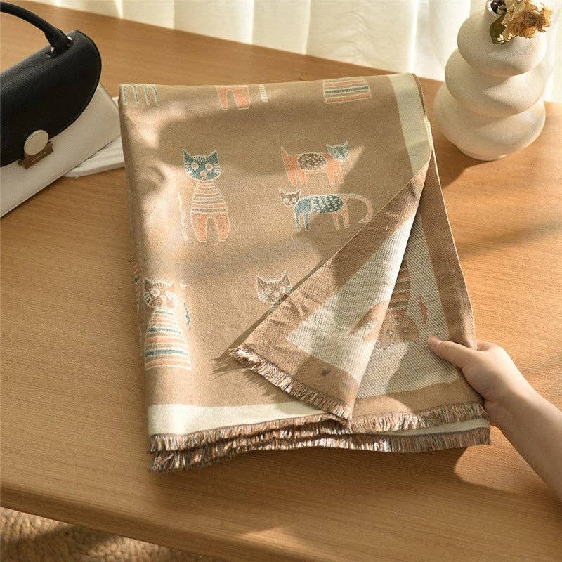 FurDecoration – wholesale Halsduk - Dam – Modekattmönstrad halsduk i kashmerestil2