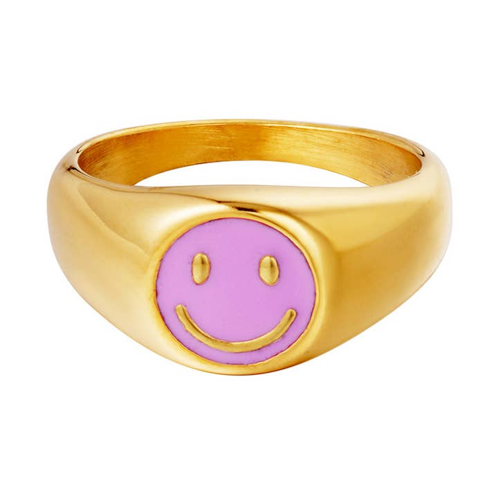 Anillos sonrientes de acero inoxidable coloridos para venta al por mayor de SHINE BUY