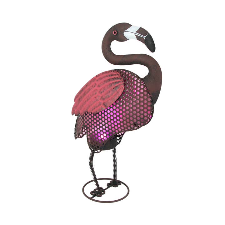 Zeckos - Wholesale Outdoor Ornament/Decor - Pink Flamingo LED Lighted Solar Garden Statue 18 Inch