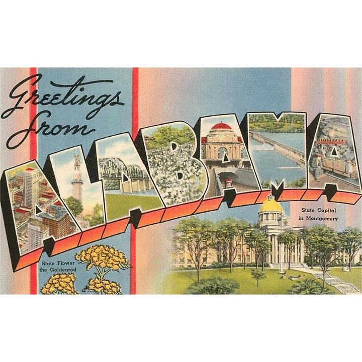 Found Image Press - Vente Cartes postales - Carte postale AL-95 Salutations de l'Alabama