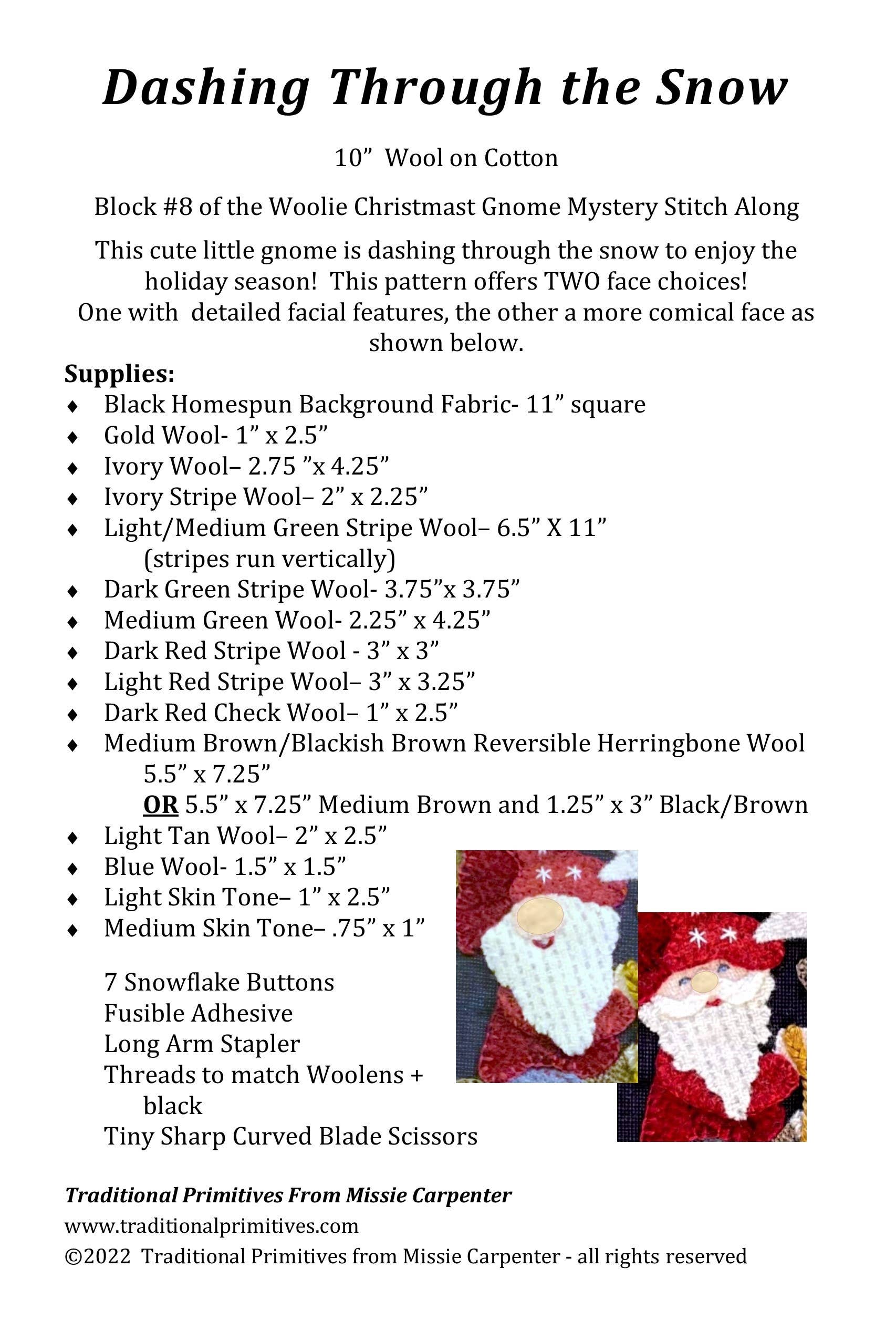 Traditional Primitives - Wholesale Craft Sewing Kit - Dashing Through the Snow Wool Applique Pattern1