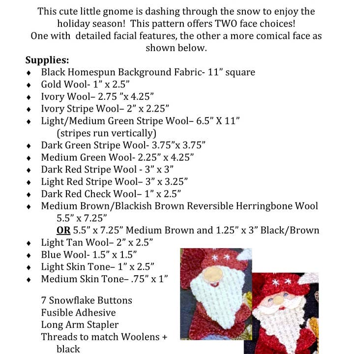 Traditional Primitives - Wholesale Craft Sewing Kit - Dashing Through the Snow Wool Applique Pattern1