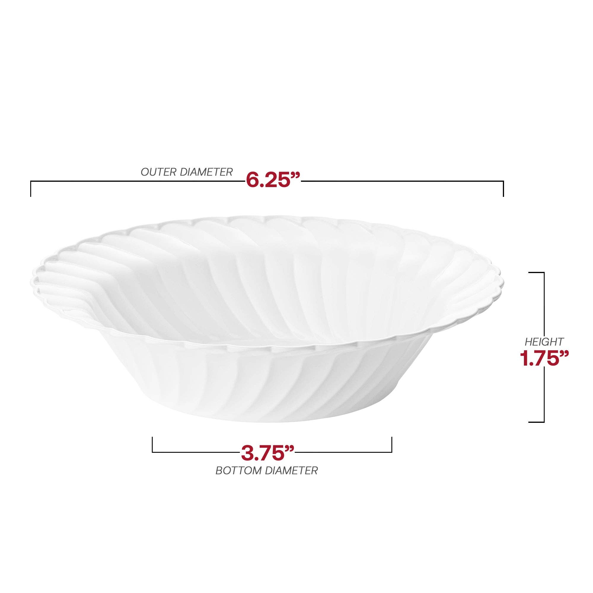 Smarty had a Party - Wholesale Disposable Plate - 12 oz. White Flair Plastic Soup Bowls - 180 pcs3