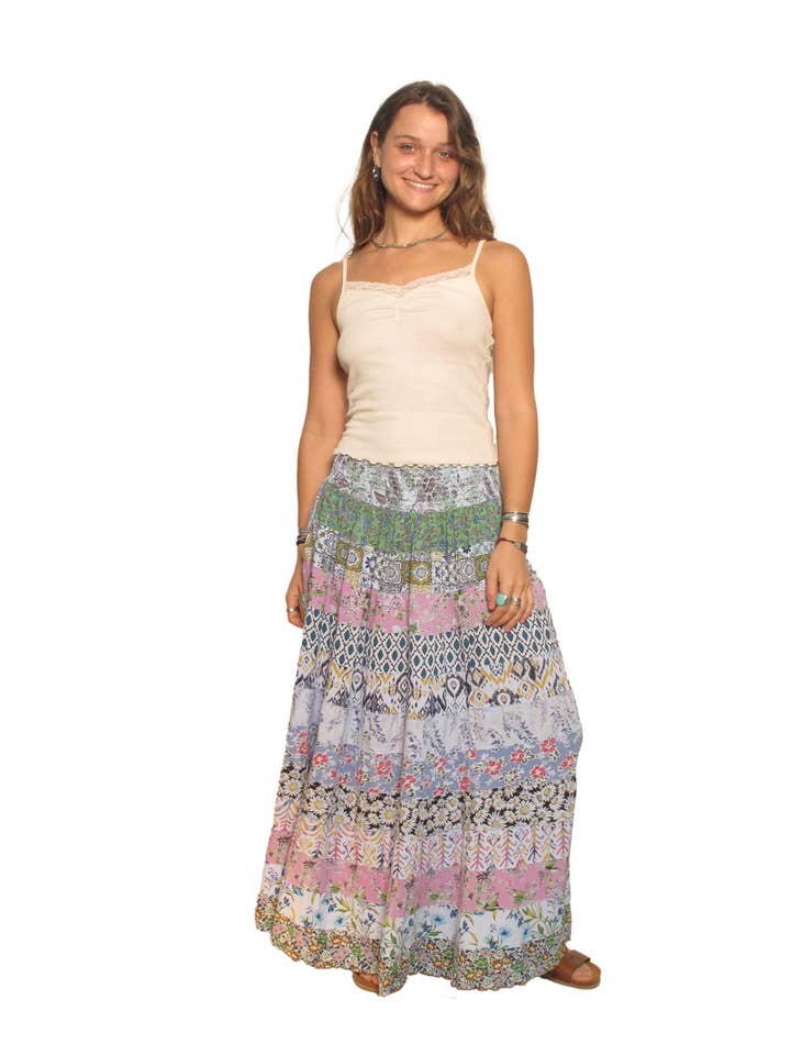 Blue Sky - Vente Jupe – femme - Jupe à étages à smocks DR158 -- Un favori des clients !