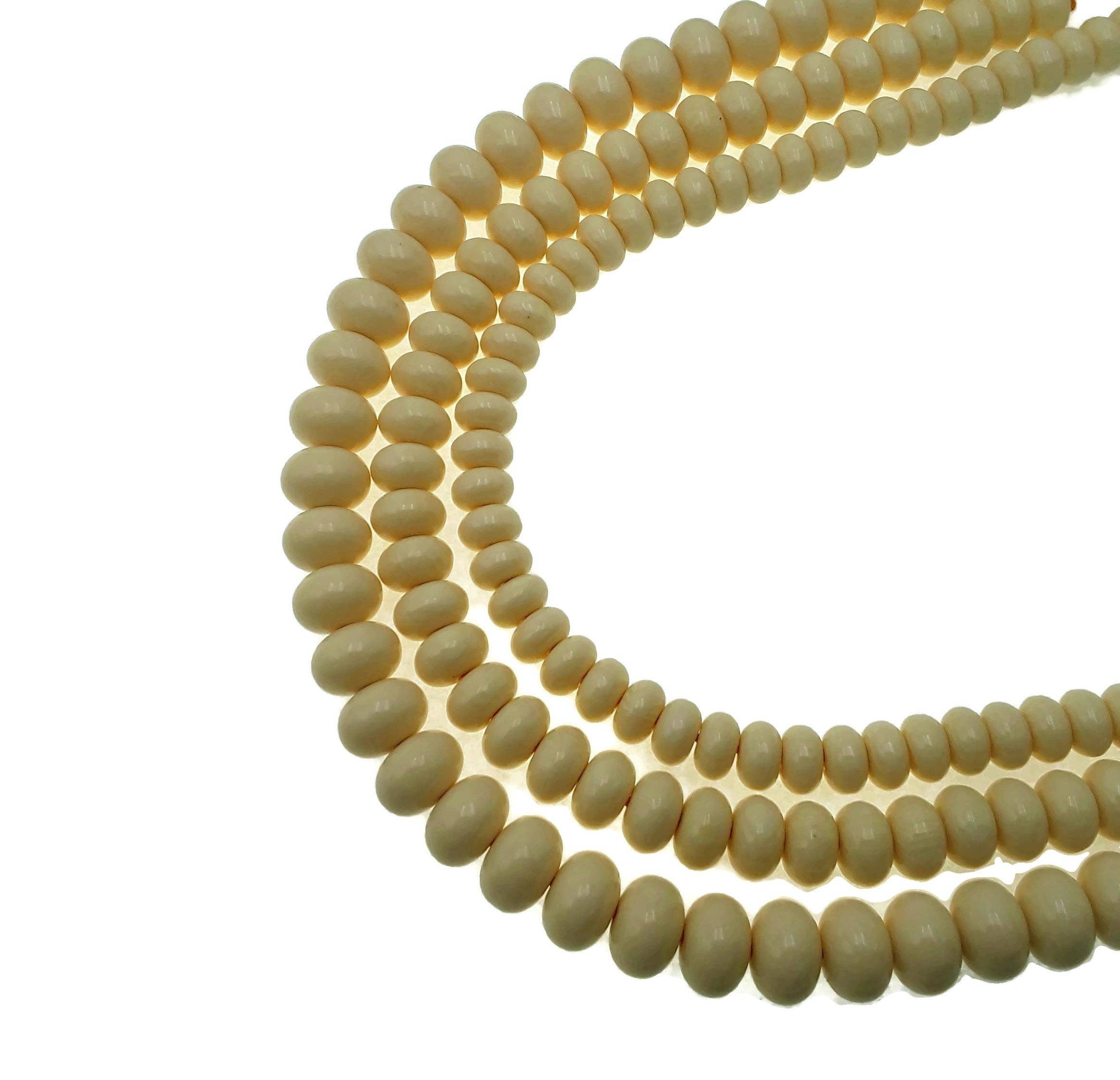 CRCBEADS - Vendita all'ingrosso Perline - Perline a rondella lisce in osso sintetico 6x10mm 8x12mm 10x14mm filo da 15,5"1