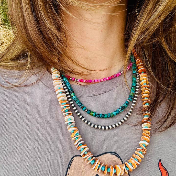 Wild Hancock Creations - Wholesale Beaded/Pearl Necklace - Orange Spiny Oyster Necklace/Genuine Turquoise Necklace6