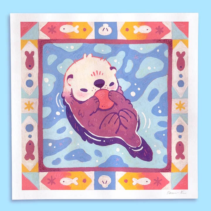 Otter Print 8x8" for wholesale by Rowan Kingsbury