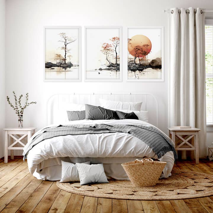 Chinesische Wandkunst | Set aus 3 asiatisch inspirierten Wandkunst-Drucken für den Großhandel von About Wall Art