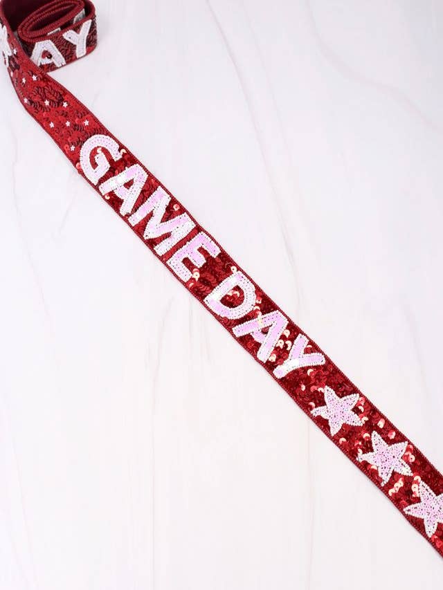 Game Day Star Sequin Strap BURGUNDY for wholesale by Caroline Hill