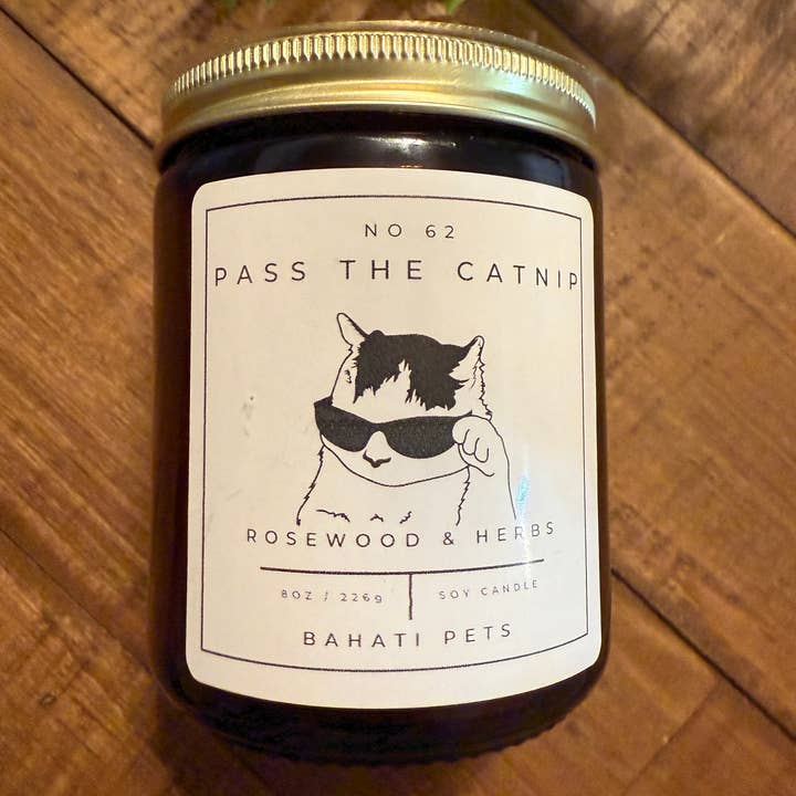 Bahati Pets - Wholesale Jar/Filled Candle - Pass The Catnip 8 oz 100% Soy Candle