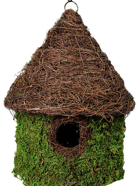 Bungalow Woven Birdhouse, Fresh Green for wholesale by SuperMoss