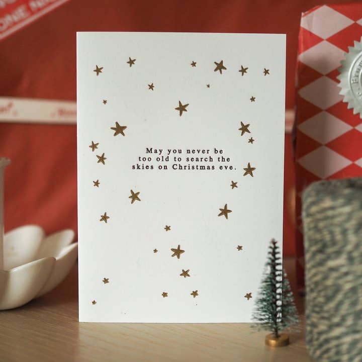May you never be too old letterpress Christmas card for wholesale by soch and co