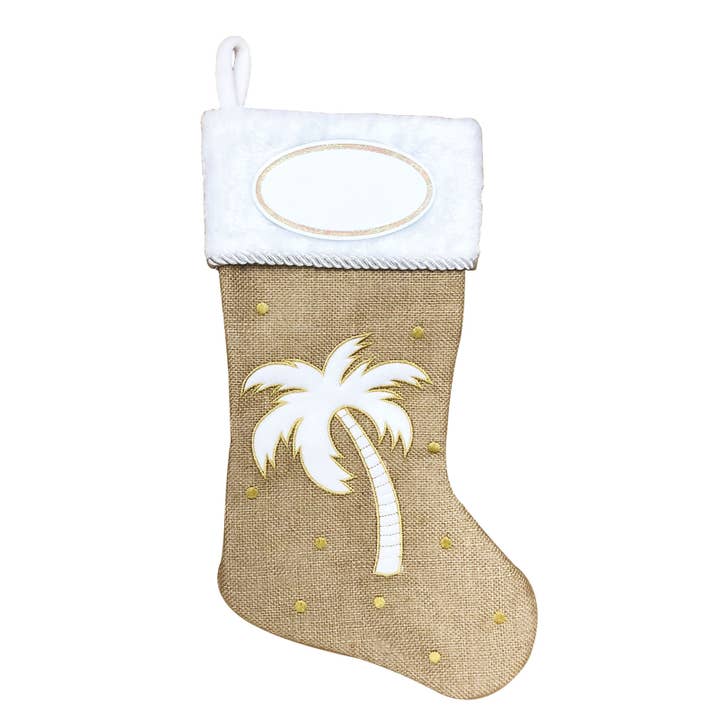 Calcetín navideño personalizado Palm Tree Coastal para venta al por mayor de PolarX Ornaments