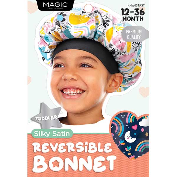 Majestic Wholesale – wholesale Sleep cap / bonnet – kids – Reversible Silky Satin Bonnet Baby, Toddler, Standard 12CT2
