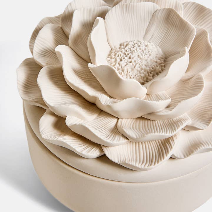 Floral Trinket Box - WHITE - Elegant Jewelry Storage for wholesale by YFL Art & Decor