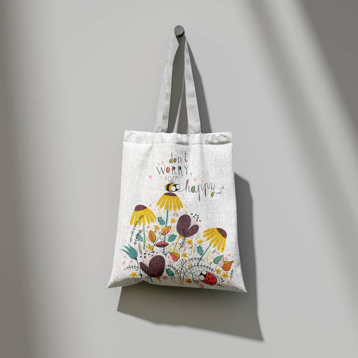 Tote bag "Don't worry bee happy" By Jaka Vukotič for wholesale by DISPLEJ