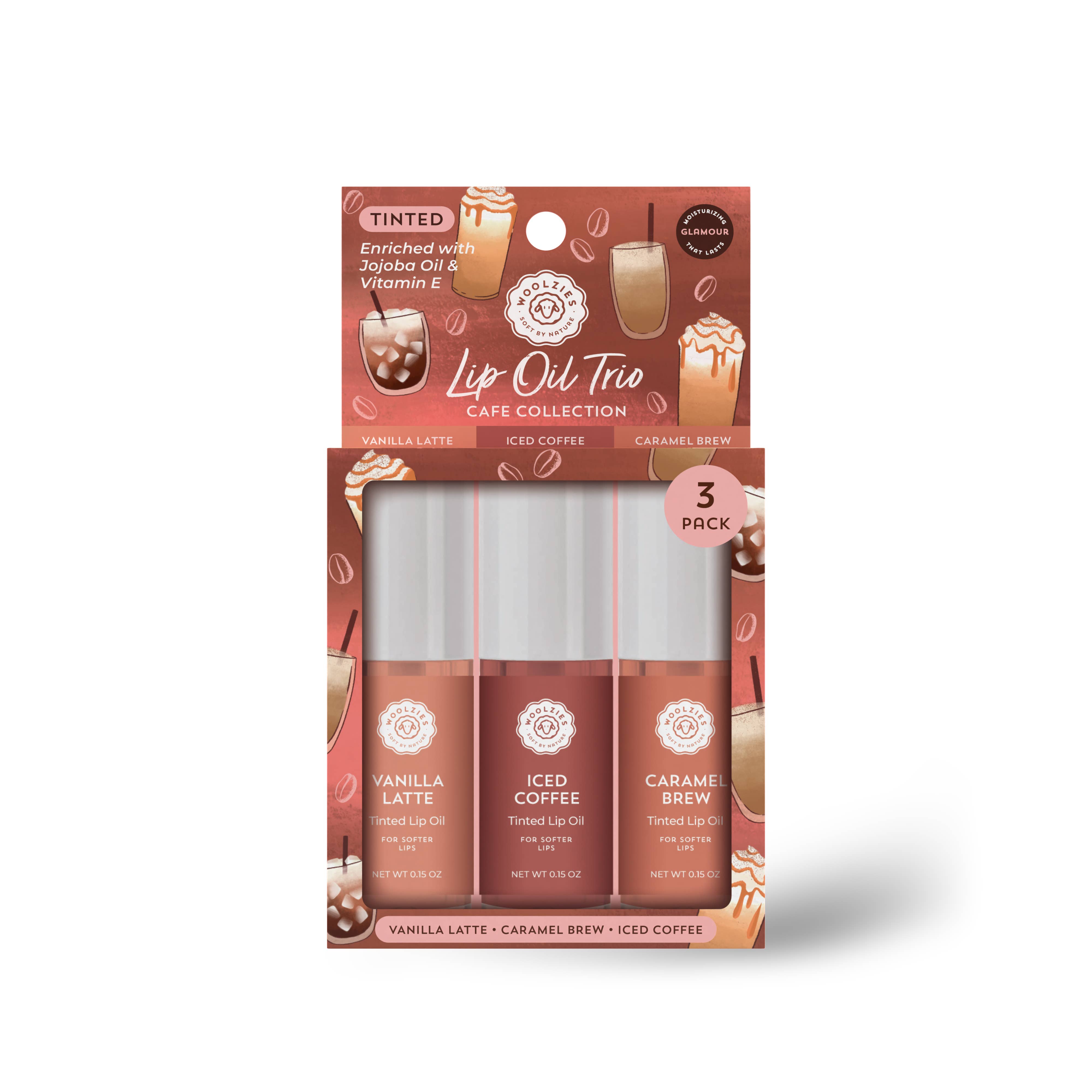 Woolzies - Vente Brillants à lèvres et gloss - Trio d'huiles à lèvres teintées – Collection Café1