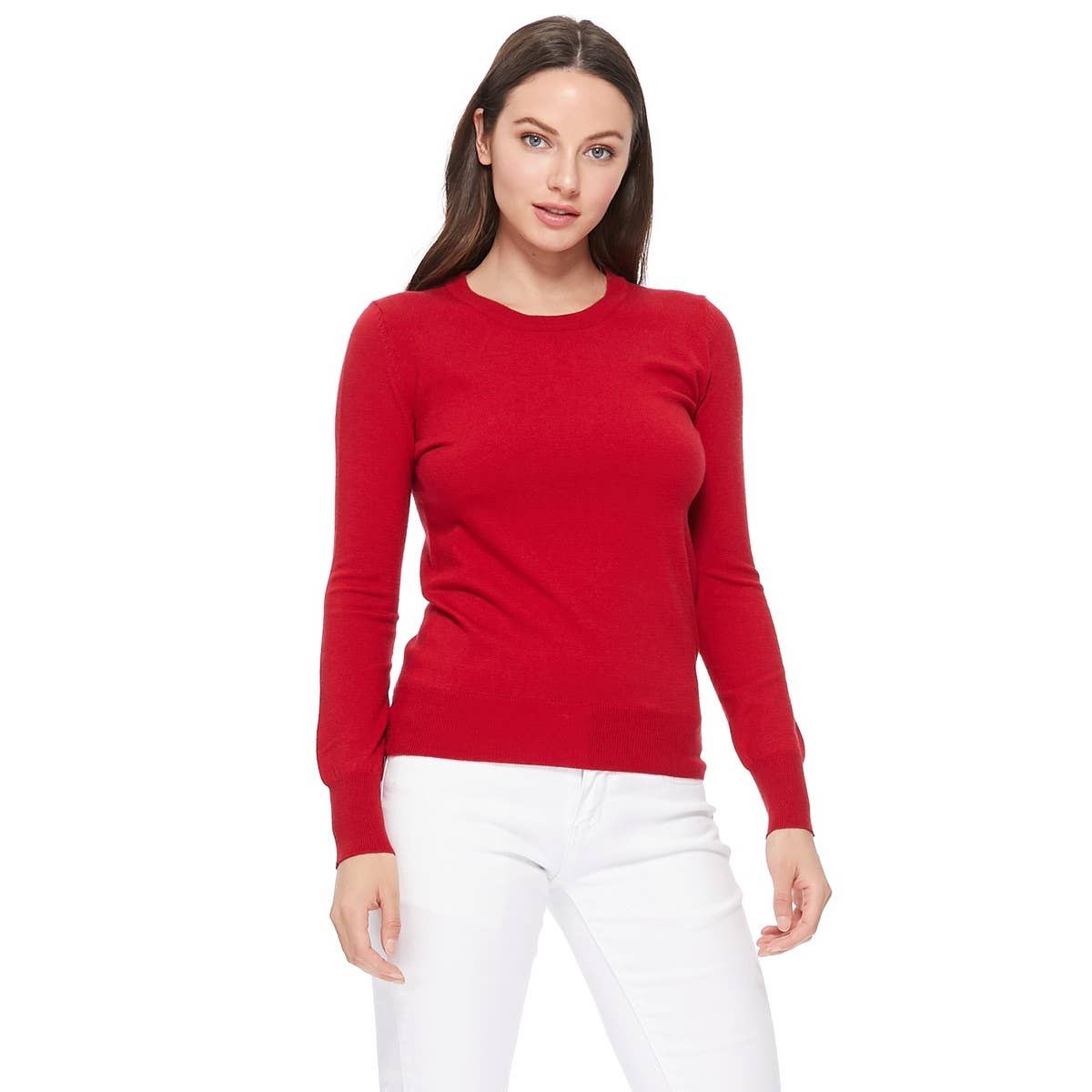 Mak – Engroshandel Pullover - Dame – Langærmet Crewneck blød strik sweater pullover MK550026