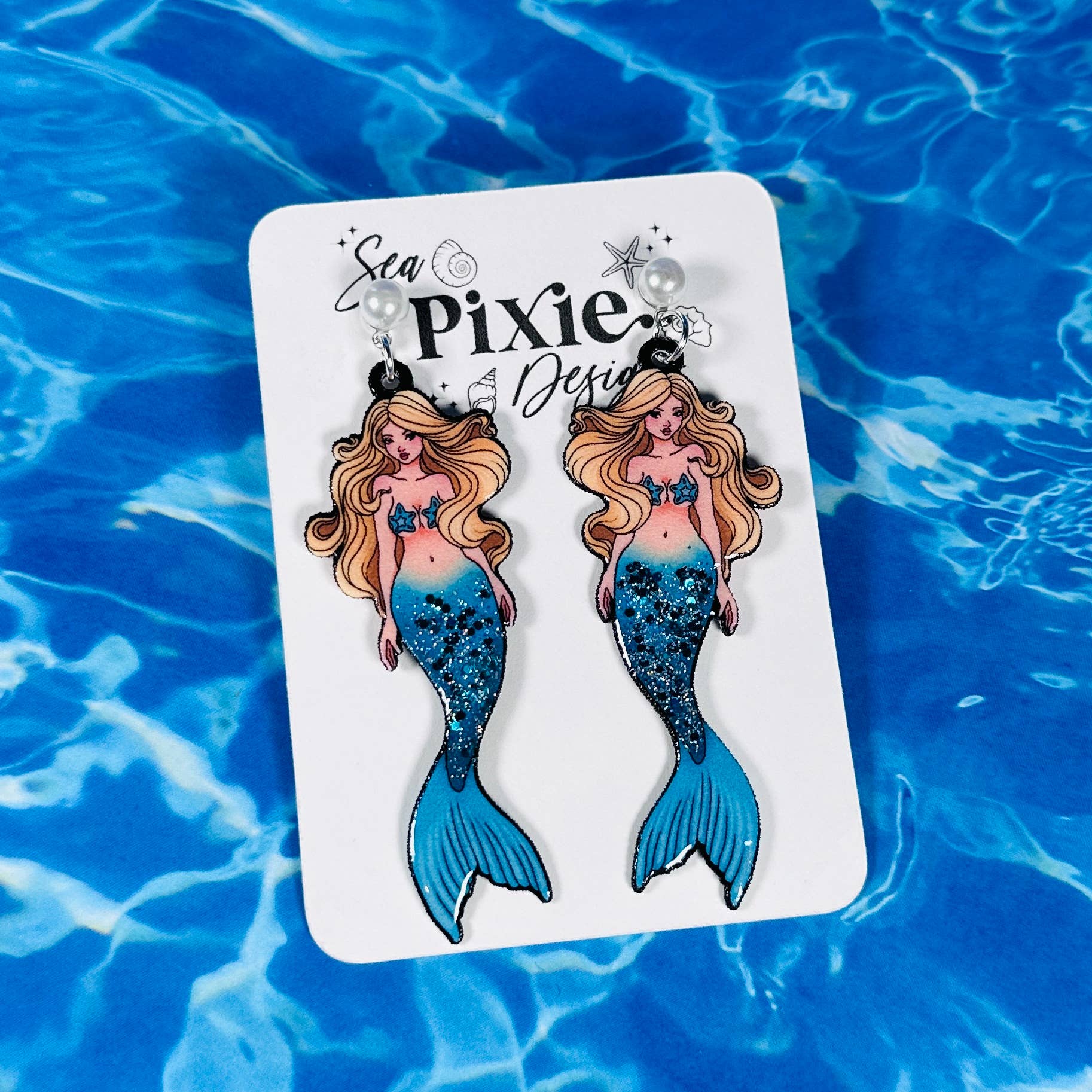 Sea Pixie Designs – Großhandel Ohrhänger – Glitzernde Meerjungfrau hängende Ohrringe, leicht und maritim5